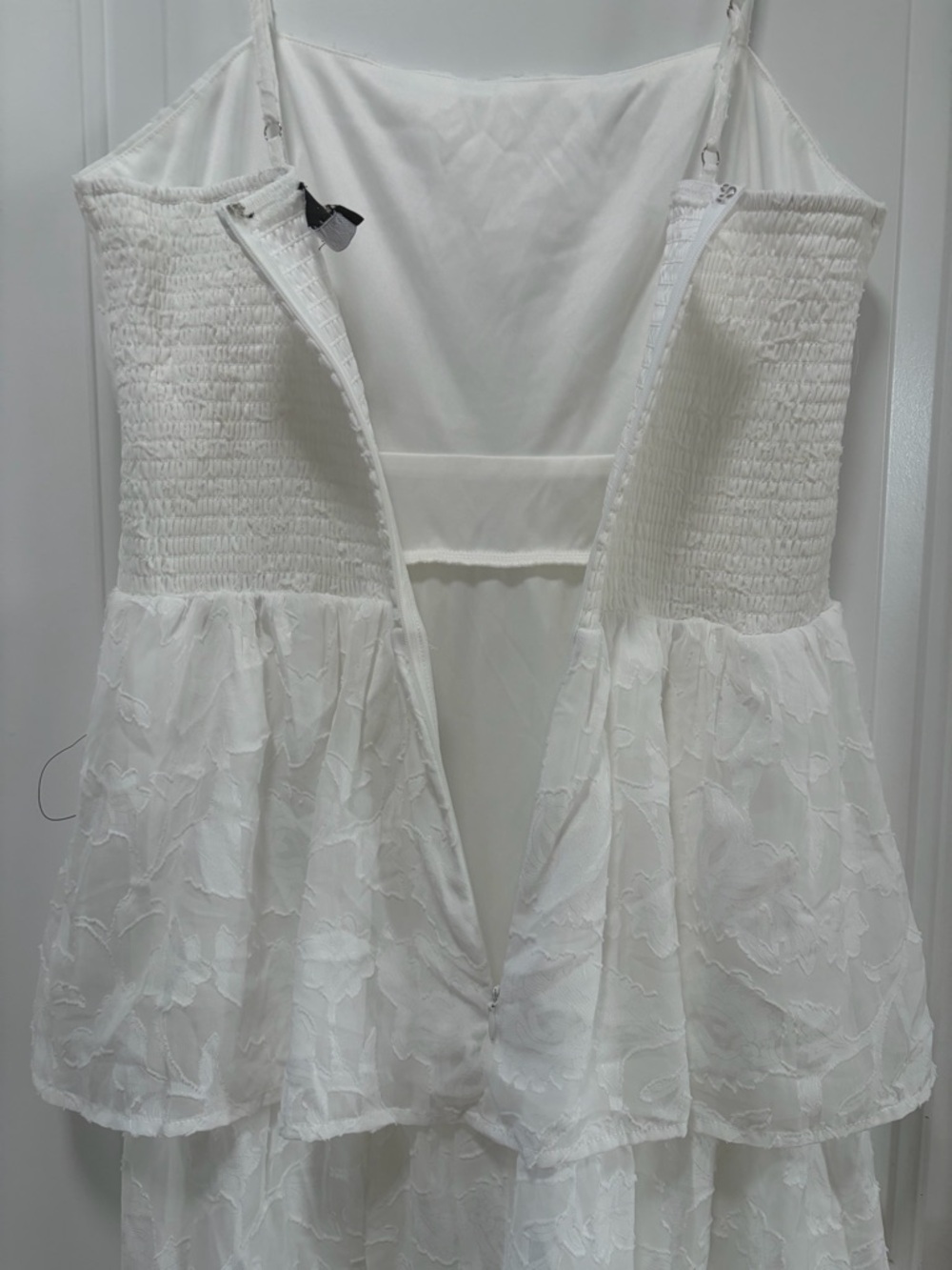 Lulus Grace and Beauty NWOT size Large White Burnout Floral Print Tiered Dress - Picture 9 of 14